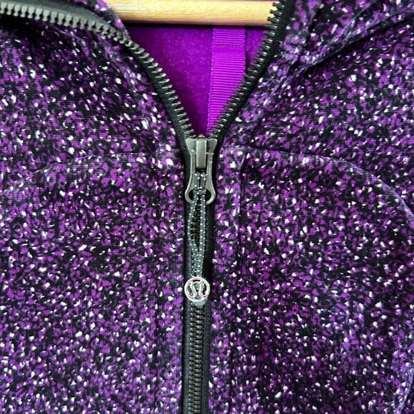 Lululemon 6 Black Purple Hoodie Full Zip Scooba Hood Pockets Speckled - Picture 4 of 13